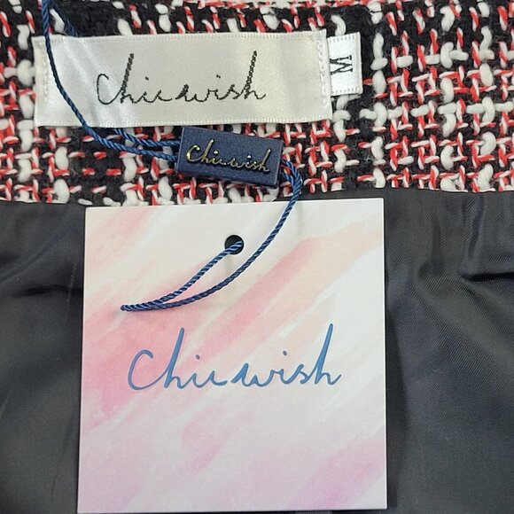 NWT Chicwish white Red Tweed mini skirt size M - Picture 6 of 11